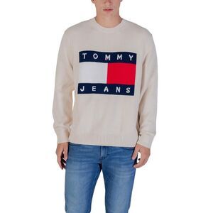 Tommy Hilfiger Jeans Knit Crewneck Sweater Men Beige Sweaters & Knitwear